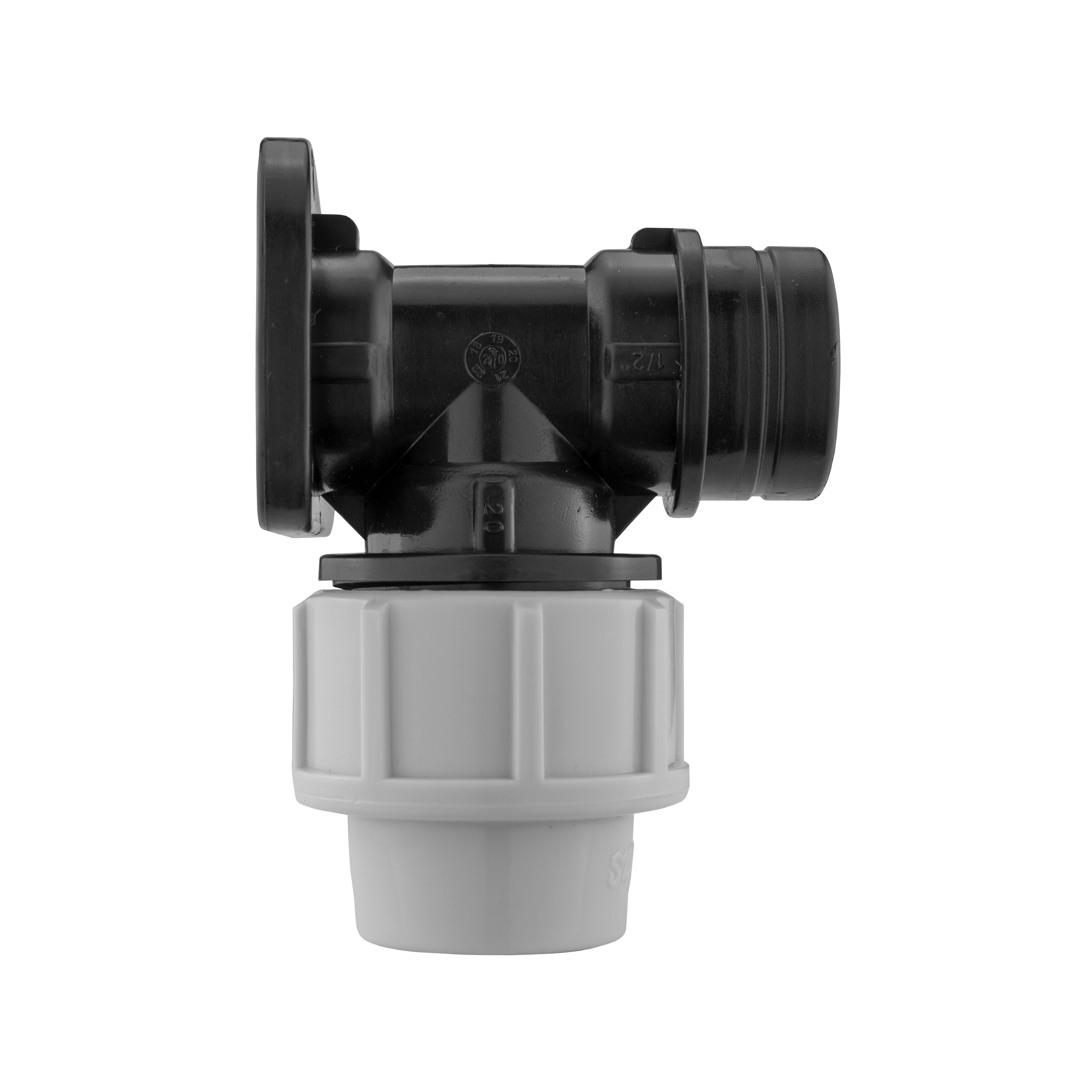 Wall Flange Kit 20mm MDPE - Polished Brass Bib Tap with Snap On Water Connector