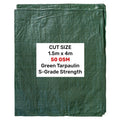 Green S-Grade Tarpaulin 1.5m x 4m Waterproof Tarpaulin Cover Reinforced Eyelets