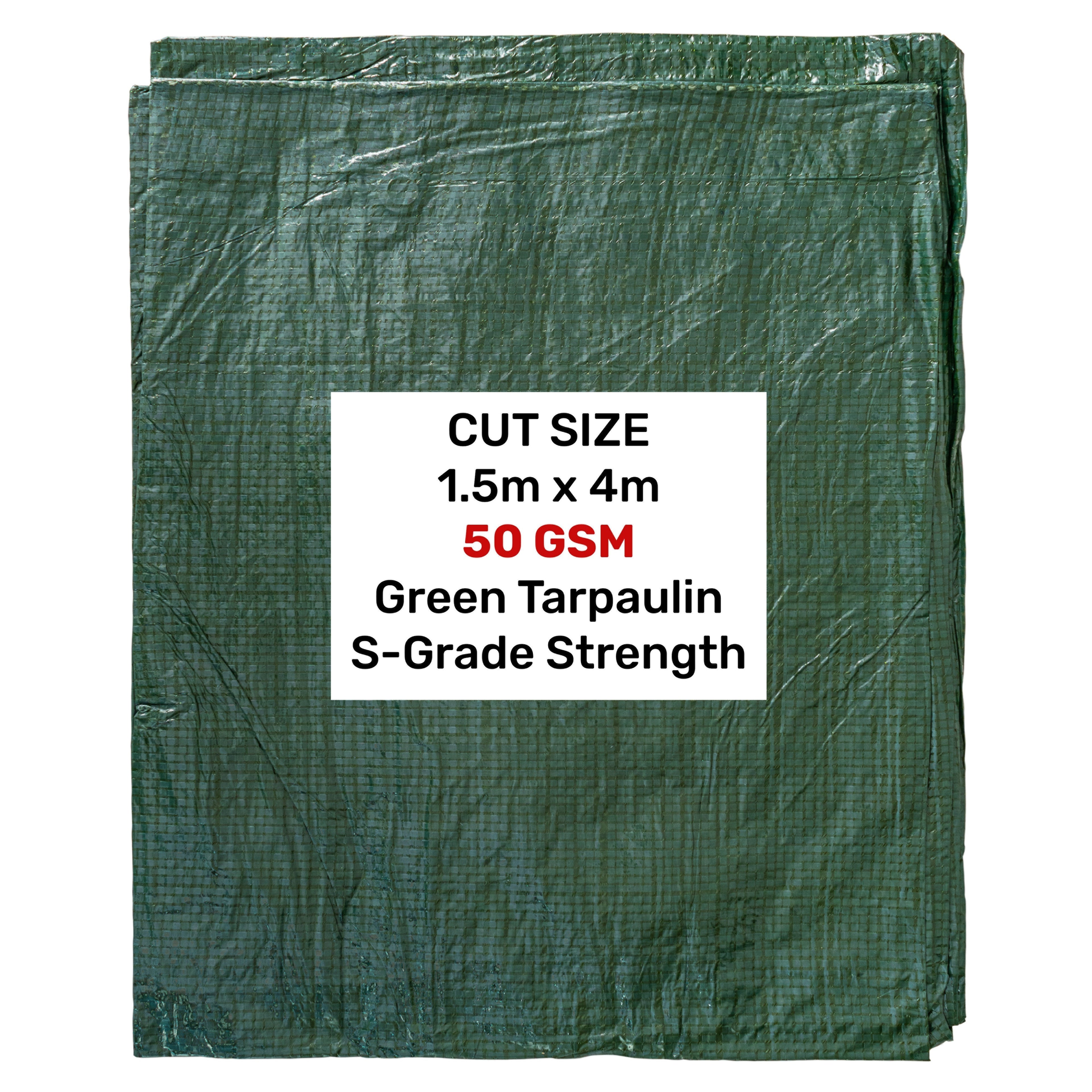 Green S-Grade Tarpaulin 1.5m x 4m Waterproof Tarpaulin Cover Reinforced Eyelets