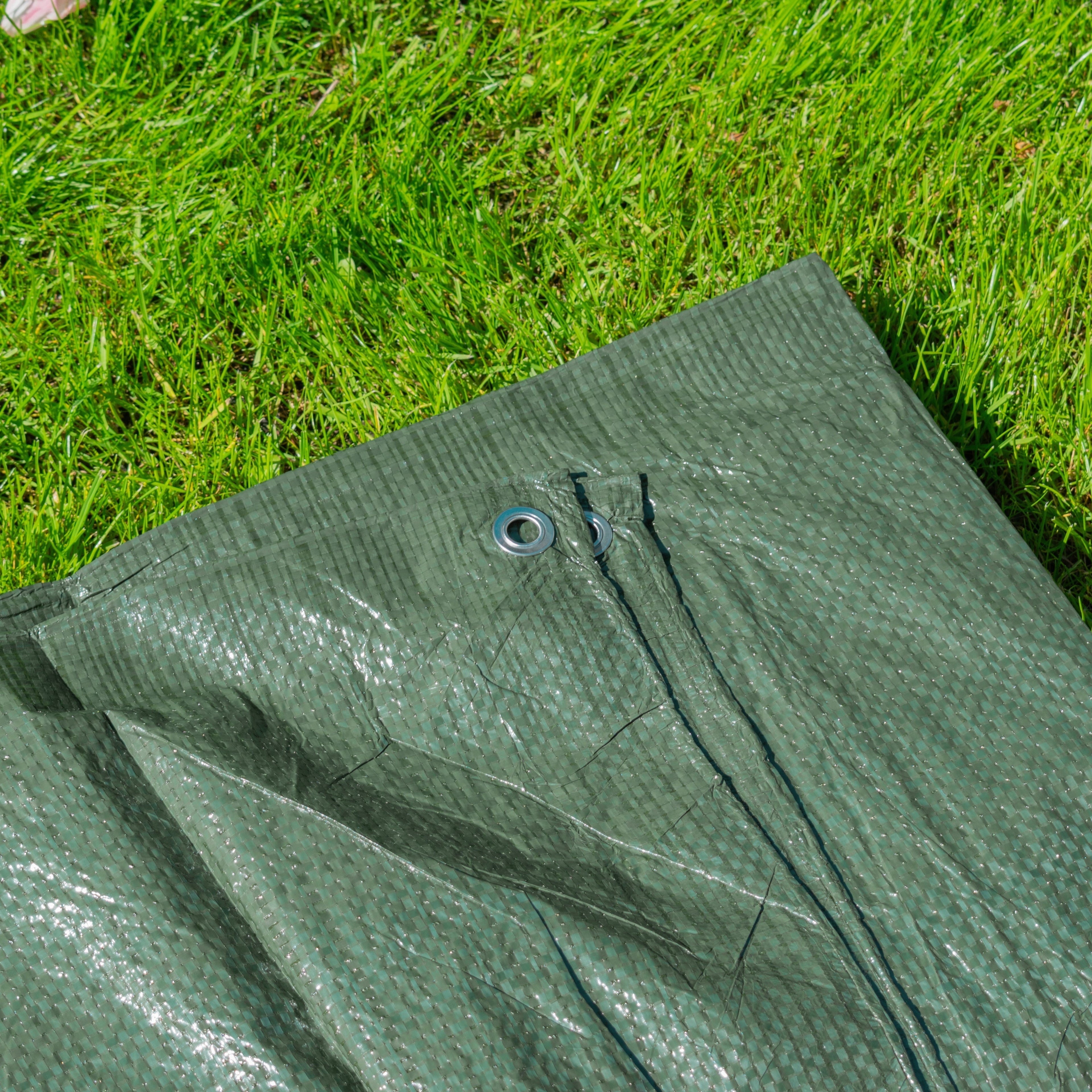 Green S-Grade Tarpaulin 1.5m x 4m Waterproof Tarpaulin Cover Reinforced Eyelets