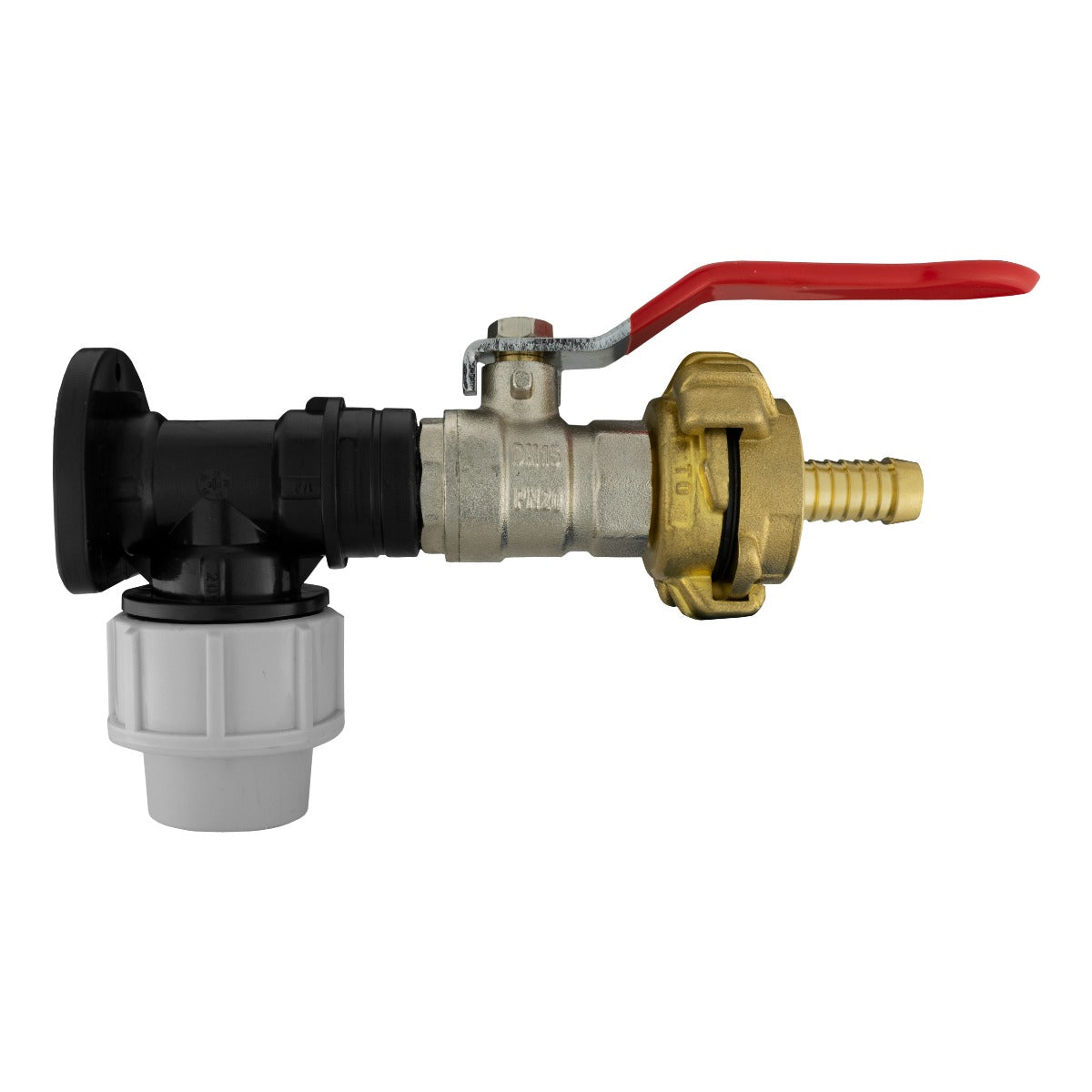 Wall Flange Kit 20mm MDPE - Lever Valve and Geka 1/2in Claw Coupling Tap Adapter